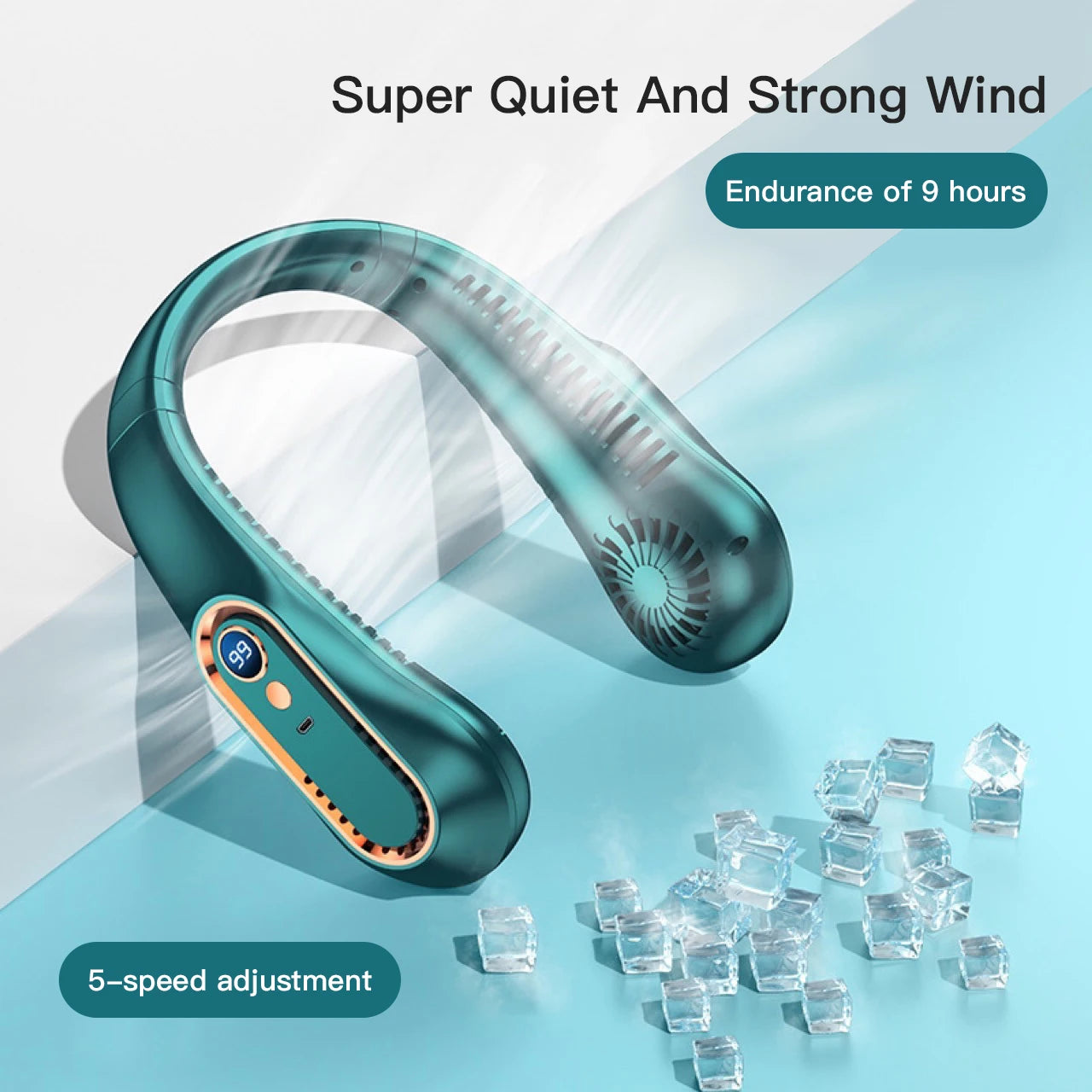 3000Mah Hanging Neck Fan Portable Bladeless Mini USB Rechargeable Mute LED Digital Display Electric Fan Summer Air Cooler New