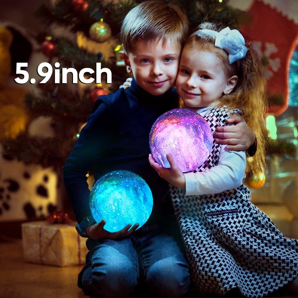 Moon Lamp Galaxy Lamp 5.9 Inch 16 Colors LED 3D Moon Light, Remote & Touch Control Moon Night Light Gifts for Girls Boys Kids Women Birthday