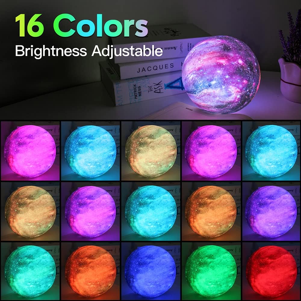 Moon Lamp Galaxy Lamp 5.9 Inch 16 Colors LED 3D Moon Light, Remote & Touch Control Moon Night Light Gifts for Girls Boys Kids Women Birthday