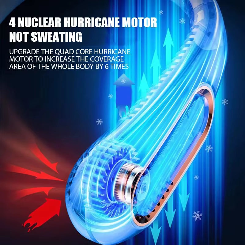 3000Mah Hanging Neck Fan Portable Bladeless Mini USB Rechargeable Mute LED Digital Display Electric Fan Summer Air Cooler New