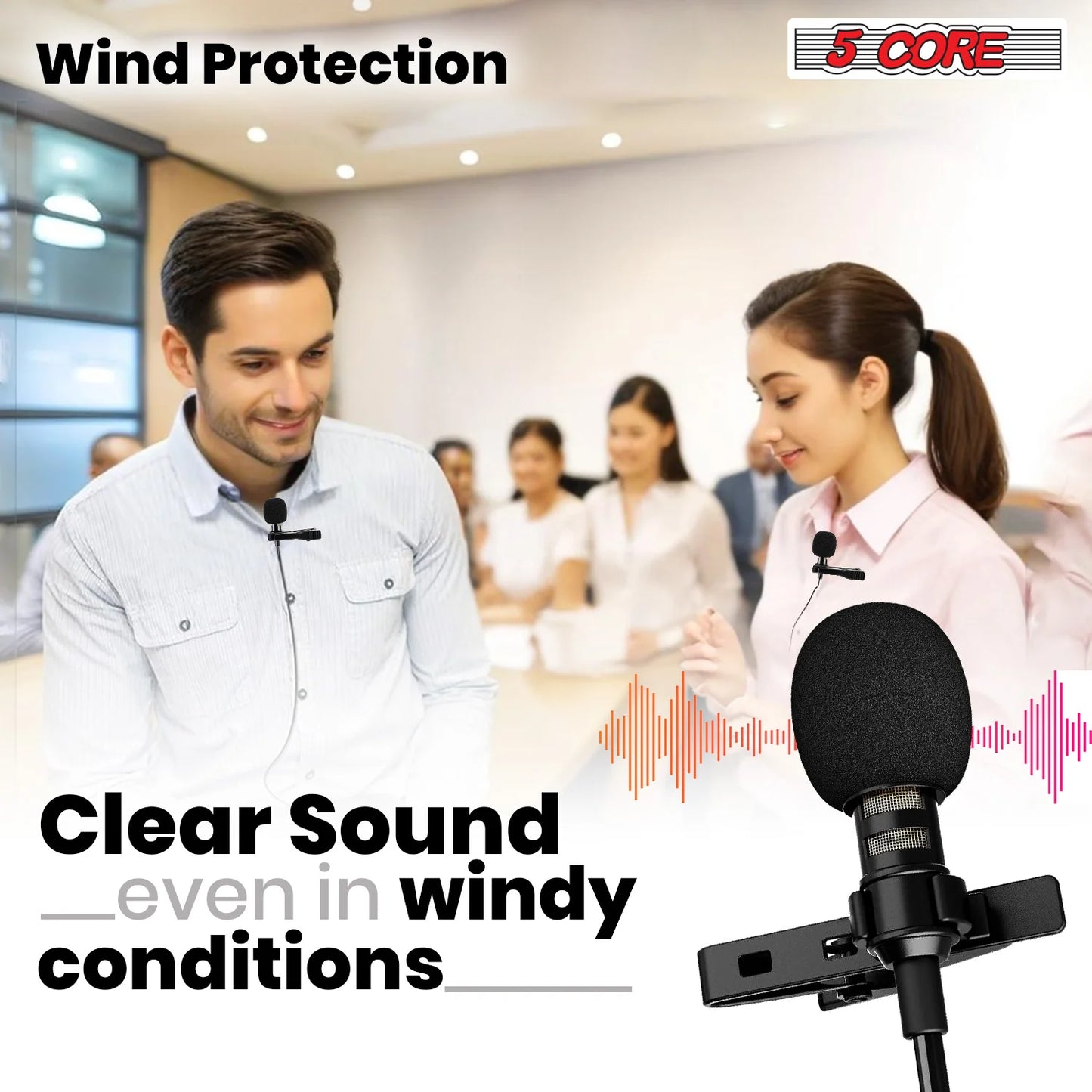 5Core Lavalier Microphone Professional Tiny Shirt Clip on Lapel Mic Mini Wearable Microfono