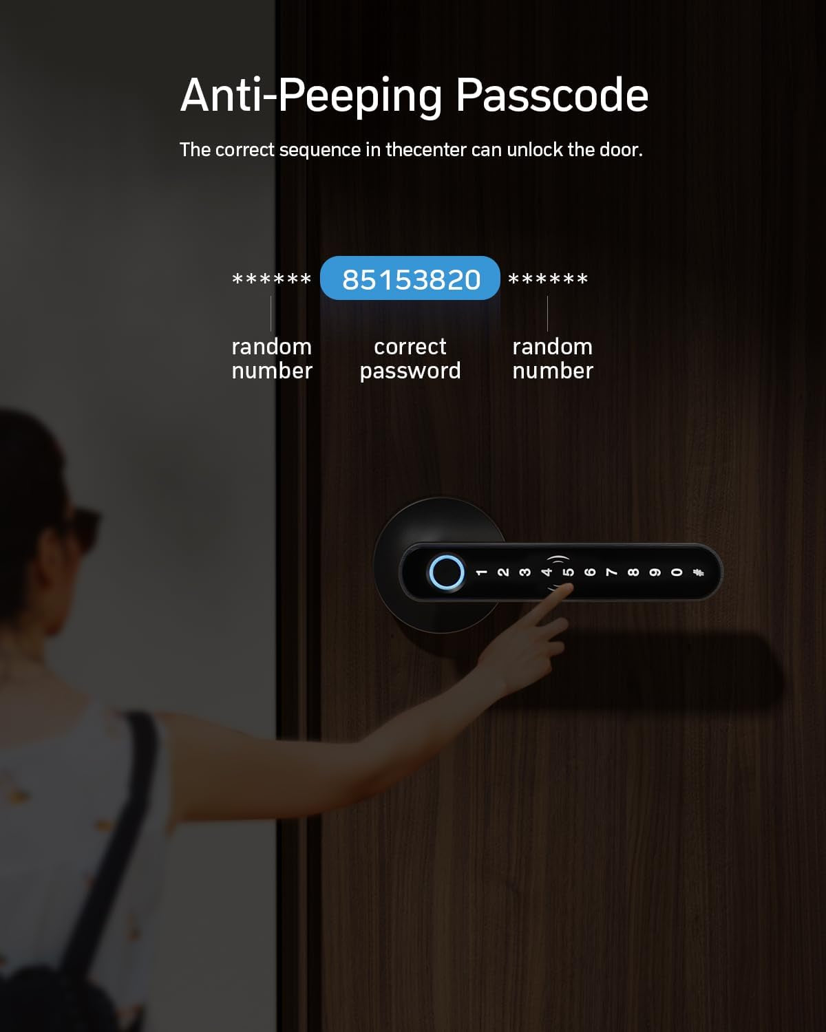 Smart Door Lock Fingerprint, Keyless Entry Door Lock with Handle, APP/IC Cards/Codes/Keys/Fingerprints Biometric Electronic Keyless Entry Lock for Bedroom Home Hotel Office